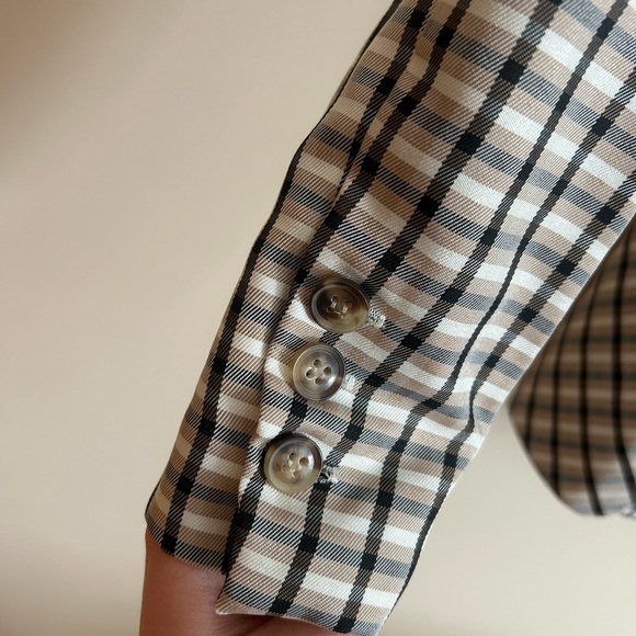 Express Black, Tan, and Light Blue Checkered Blazer - Picture 6 of 8